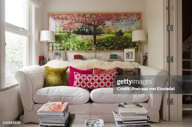 london flat of interior designer sarah vanrenen - art stock pictures, royalty-free photos & images