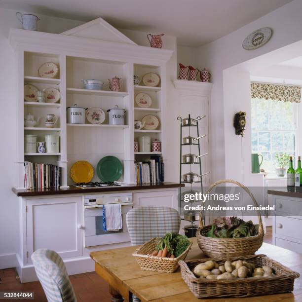 18th century country home restoration - kitchen dresser stock pictures, royalty-free photos & images