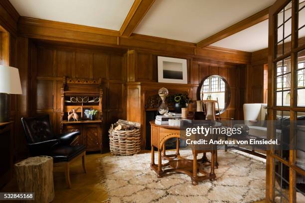 london 'tudor revival' red brick house - home office furniture stock pictures, royalty-free photos & images