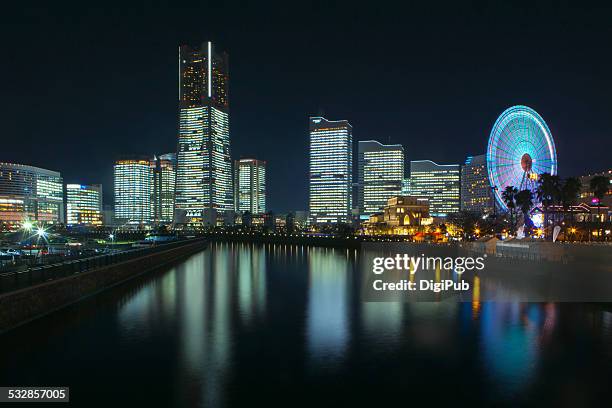 the 18th tower milight seen from bankokubashi - minato mirai stock illustrations