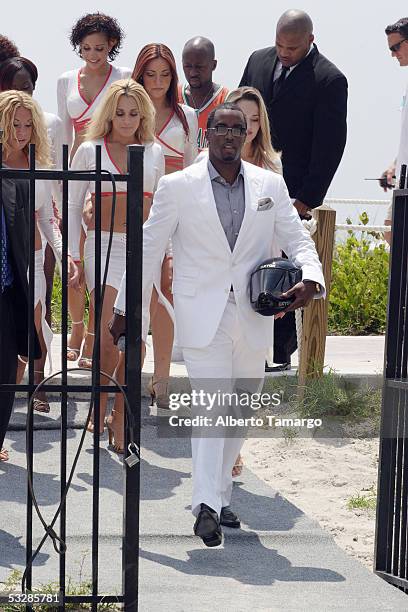 Sean P. Diddy Combs attends the MTV Video Music Awards Press Conference to announce the 2005 nominess at the Doubletree Surfcomber Hotel on July 25,...