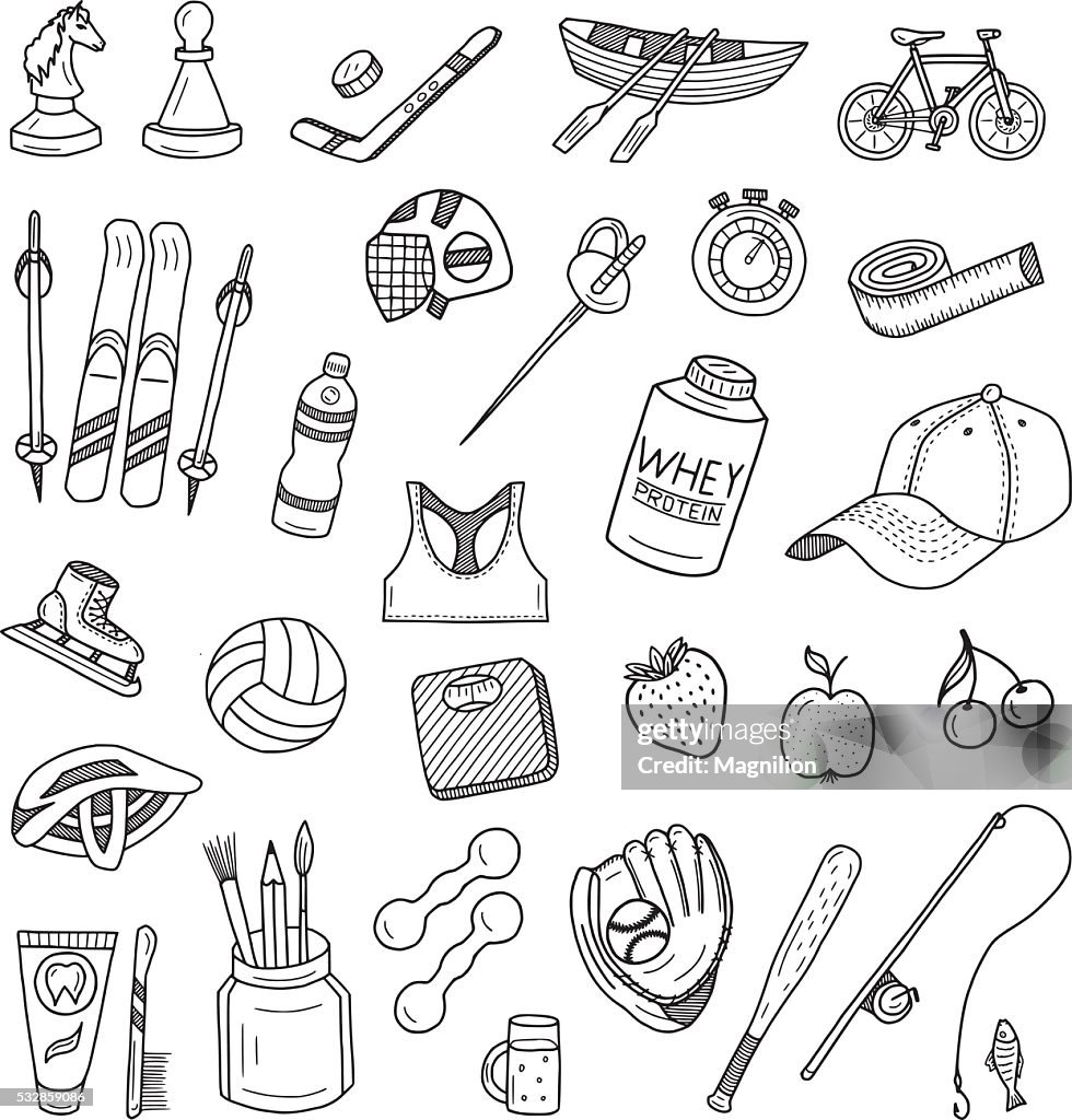 Active Lifestyle Doodles Set