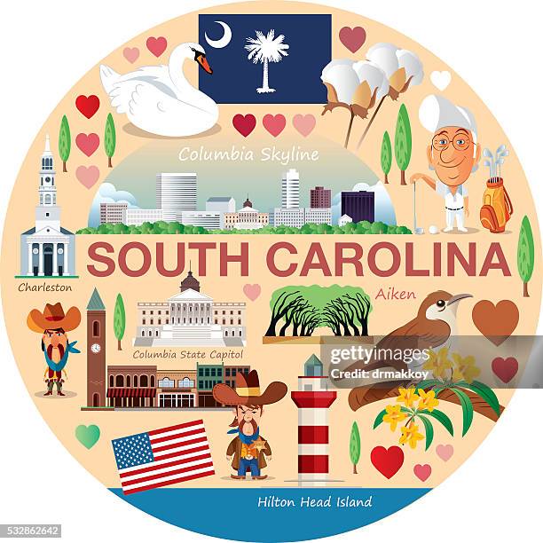 stockillustraties, clipart, cartoons en iconen met south carolina travels - north carolina lighthouse