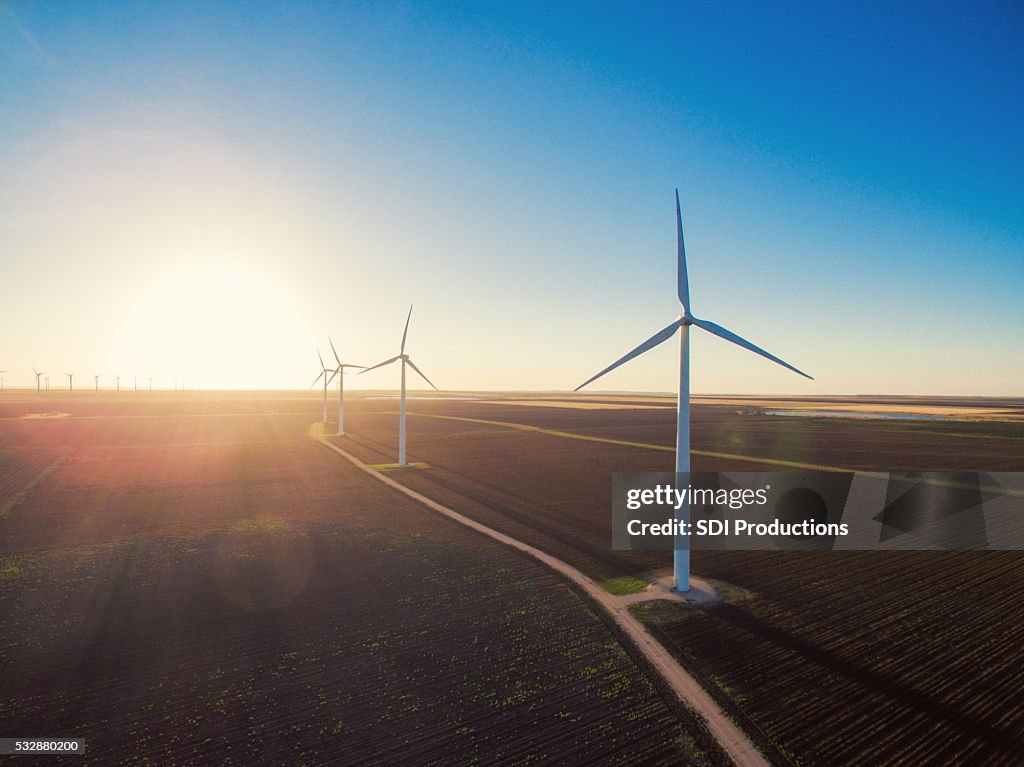 Wind turbines at sunrise