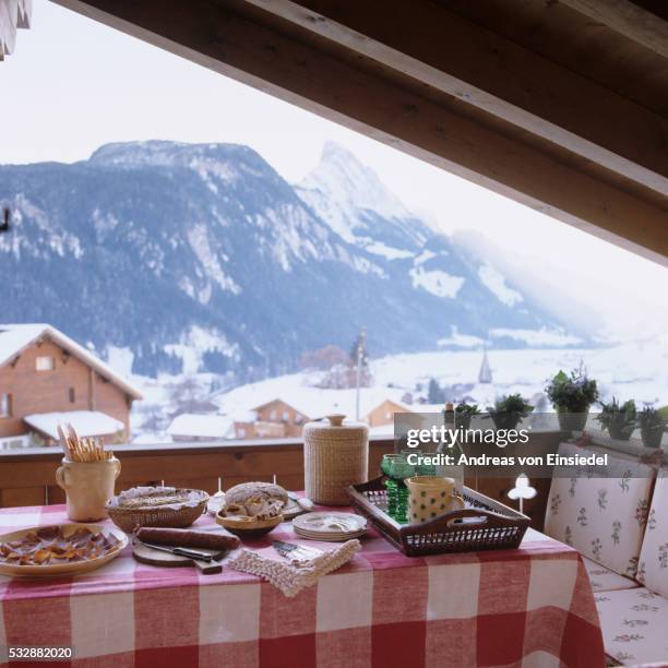 traditional mountain chalet in gstaad - chalet stock pictures, royalty-free photos & images