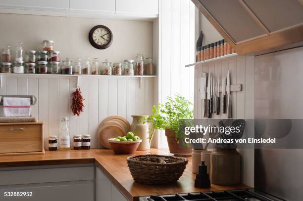 glenholme, b&b in kirkcudbright - kitchen bench wood stock pictures, royalty-free photos & images