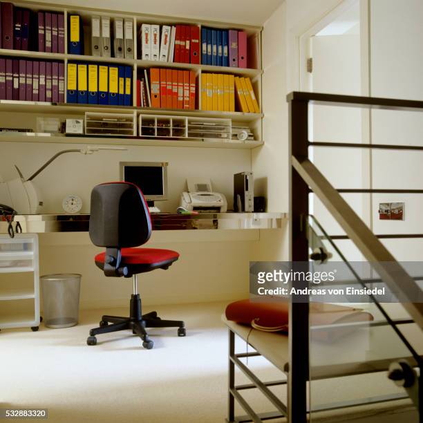 1930s mansion flat - red office chair stock pictures, royalty-free photos & images