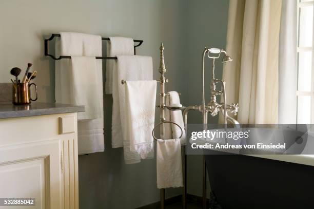 renovated provencal country house - towel stock pictures, royalty-free photos & images