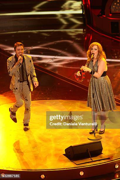 Jake Shears and Ana Matronic of Scissor Sisters during 57th San Remo Music Festival - Inaugural Evening at Teatro Ariston in Sanremo, Italy.