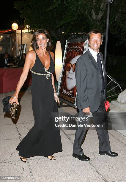Mostra internazionale D'arte Cinematografica di Venezia. Cena di gala sulla spiaggia del Hotel EXCELSIOR Francesco Rutelli con la moglie Barbara...