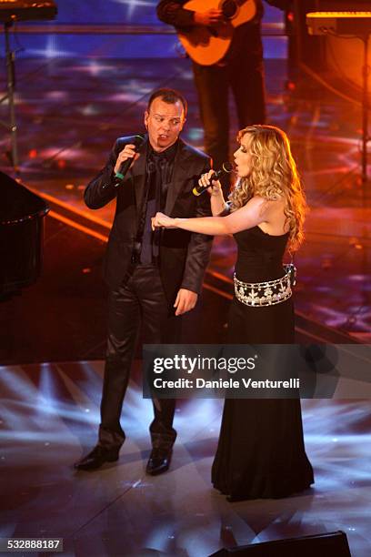 Gigi D'Alessio and Lara Fabian during 57th San Remo Music Festival - Day 4 in Sanremo, Italy.