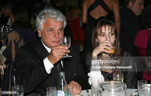 Mostra internazionale D'arte Cinematografica di Venezia. Cena di gala sulla spiaggia del Hotel EXCELSIOR Michele Placido con Compagna