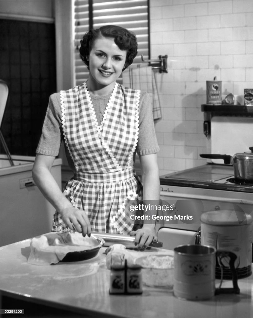 Woman making pie