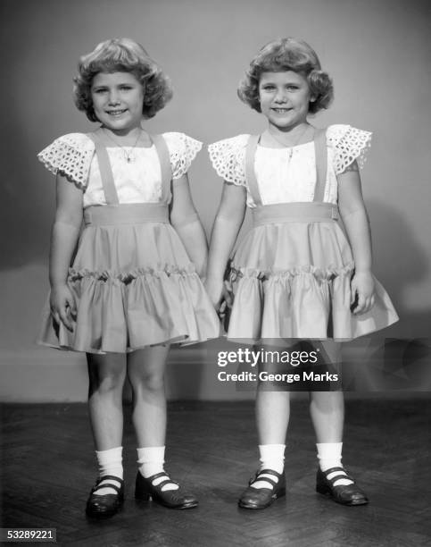 twin girls in dresses - twin girls bildbanksfoton och bilder