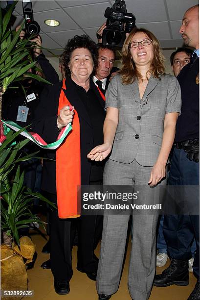 Nicoletta Pavarotti and Lella Pavarotti during Opening of the Ante natal Department At The Polyclinic Of Modena in Modena, Italy.