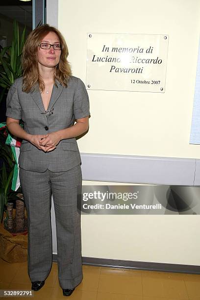 Nicoletta Pavarotti attends the Opening of The Antenatal Department at the Polyclinic Of Modena.