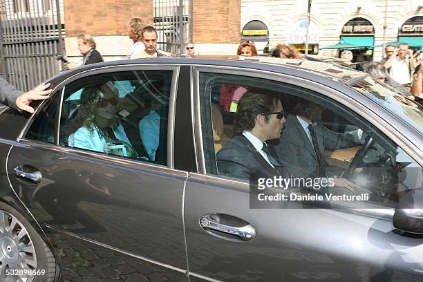 Elle Macpherson and Arpad Busson during Elle Macpherson and Arpad Busson in Rome for the Baptism of their Son Aurelius cy Andrea at Basilica Santa...