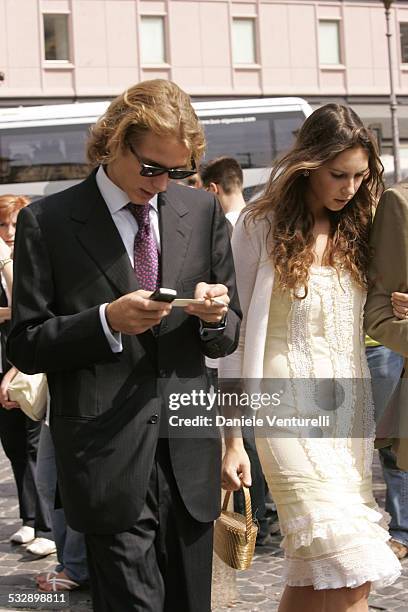 Andrea Casiraghi and Tatiana Santo-Domingo during Elle Macpherson and Arpad Busson in Rome for the Baptism of their Son Aurelius cy Andrea at...