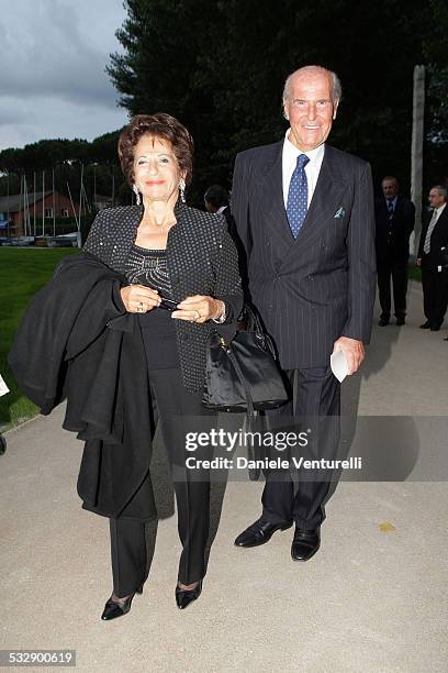 Susy Veronesi and Umberto Veronesi attend the concert for the 150th anniversary of Giacomo Puccini's birth during the 54th Festival Puccini in Torre...