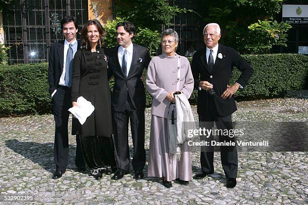 Angelo Moratti and wife Roberta Armani with Andrea Camarana, his mother Rosanna, and Giorgio Armani