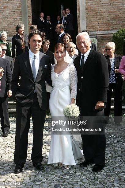 Andrea Camerana, Alexia Aquilani and Giorgio Armani