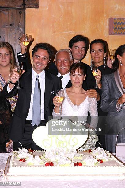 Andrea Camerana, Giorgio Armani and Alexia Aquilani with wedding guests