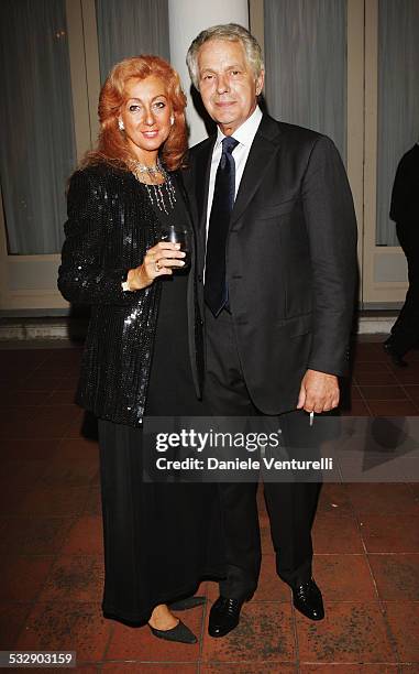Actor Giuliano Gemma and his wife attend the Kineo Diamanti al Cinema Award Ceremony at the Hotel Des Bains during the 65th Venice Film Festival on...