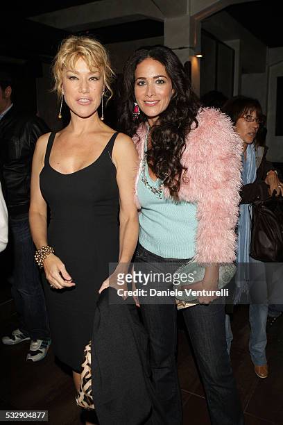 Actress Nancy Brilli and Randi Ingerman attend the Capri Hollywood Film Festival Milan Dinner Party at Old Fashion Cafe on October 13, 2008 in Milan,...