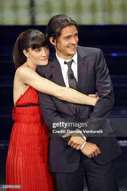 Victoria Cabello and Orlando Bloom during 56th San Remo Music Festival - March 2, 2006 at Ariston Theatre in San Remo, Italy.