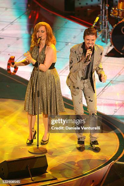 Jake Shears and Ana Matronic of Scissor Sisters during 57th San Remo Music Festival - Inaugural Evening at Teatro Ariston in Sanremo, Italy.