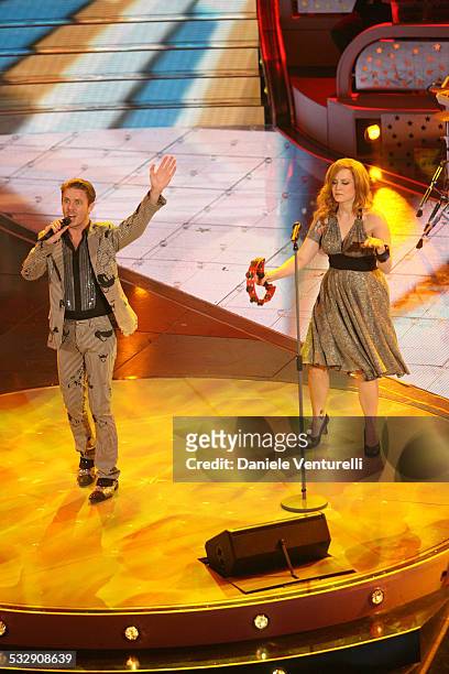 Jake Shears and Ana Matronic of Scissor Sisters during 57th San Remo Music Festival - Inaugural Evening at Teatro Ariston in Sanremo, Italy.