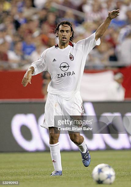 Alessandro Nesta of AC Milan sets up the play against Chelsea FC during their World Series of Football friendly match on July 24, 2005 at Gillette...