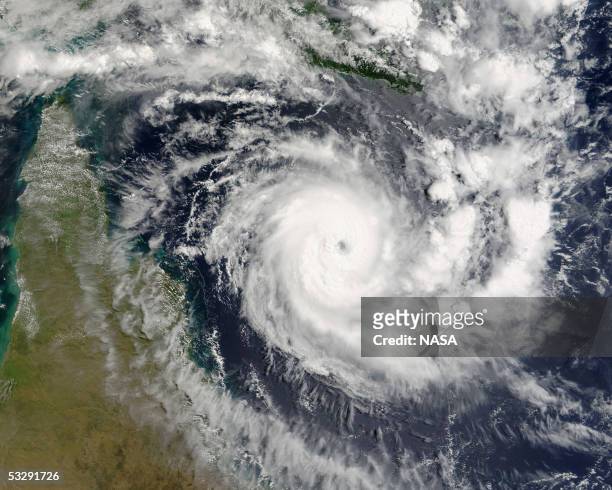 File hand-out photo shows tropical cyclone Ingrid as it approaches Cape York Peninsula, Australia as pictured by the MODIS Terra at 0030GMT on March...