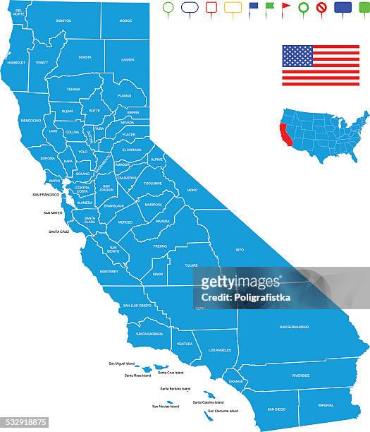 map of california state - san francisco stock illustrations