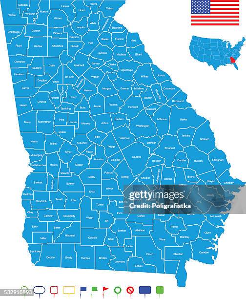 map of georgia - georgia us state stock illustrations