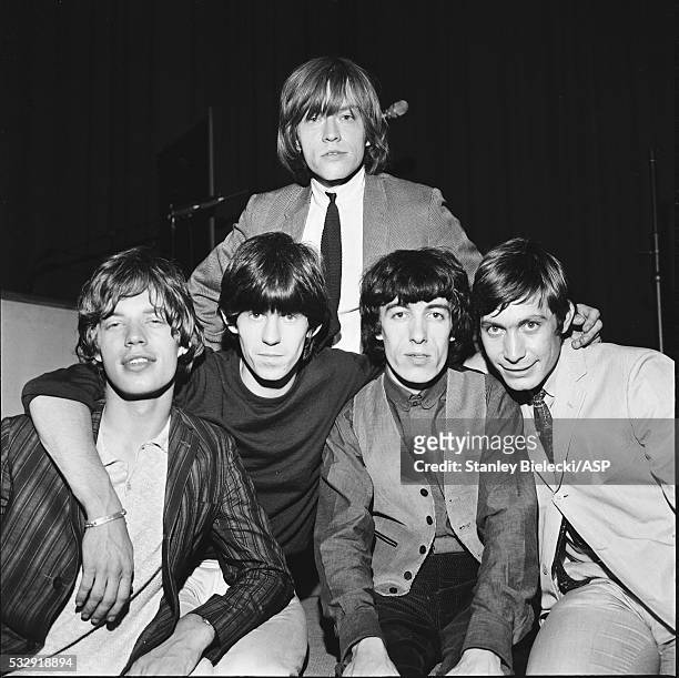 Group portrait of the Rolling Stones circa 1964. L-R Mick Jagger, Keith Richards, Brian Jones , Bill Wyman, Charlie Watts.