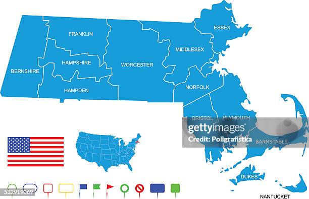 map of massachusetts - massachusetts map vector stock illustrations