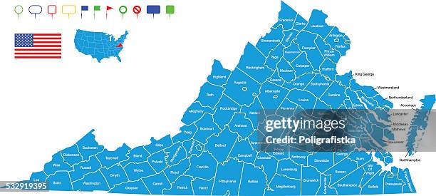 map of virginia - virginia flag stock illustrations
