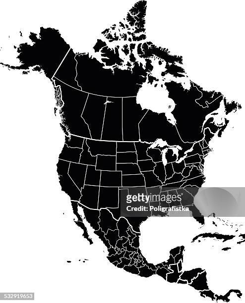 karte von nordamerika - canada stock-grafiken, -clipart, -cartoons und -symbole