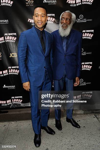 John Legend and Dick Gregory attends "Turn Me Loose" opening night at The Westside Theatre on May 19, 2016