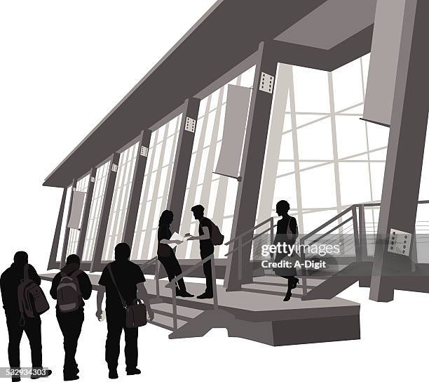 collegelibrary - student backpack walking stock illustrations