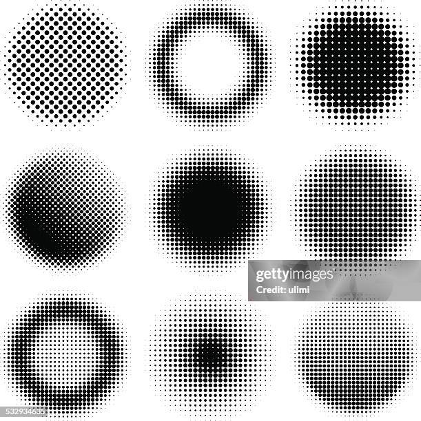 bildbanksillustrationer, clip art samt tecknat material och ikoner med halftone design elements - cirkel