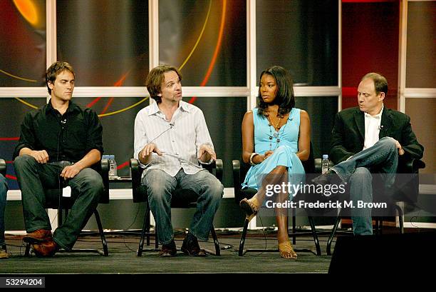 Actor Stuart Townsend, Executive Producer Frank Spotnitz, actress Gabrielle Union and Executive Producer Daniel Sackheim attend the panel discussion...