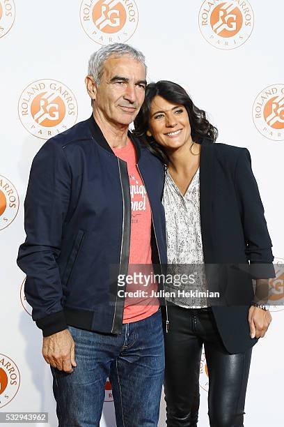 Estelle Denis and her companion Raymond Domenech attend the Roland Garros Players' Party at Grand Palais on May 19, 2016 in Paris, France.