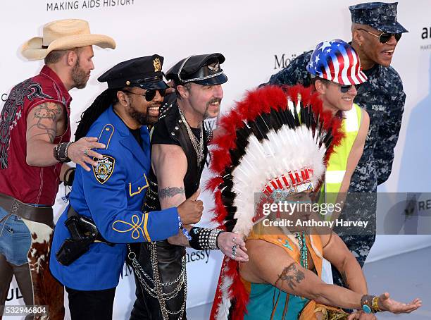 Eric Anzalone, Ray Simpson, Jim Newman, Felipe Rose, Bill Whitefield and Alex Briley of the band Village People attend the amfAR's 23rd Cinema...