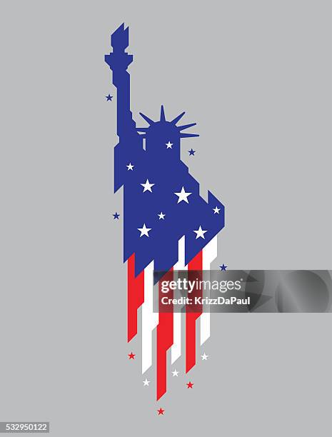 stockillustraties, clipart, cartoons en iconen met statue of liberty - statue of liberty