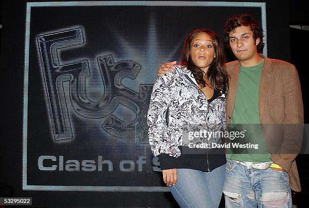 Singers Shola Ama and Candian Raghav pose at the Teenzvoice Music Contest, a music contest organised by Home Office-funded social enterprise at the...