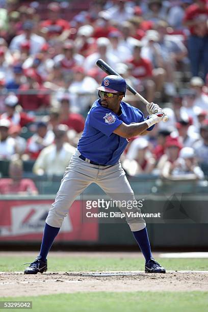 Neifi Perez of the Chicago Cubs bats during the game with the with the St. Louis Cardinals on July 23, 2005 at Busch Stadium in St. Louis, Missouri....