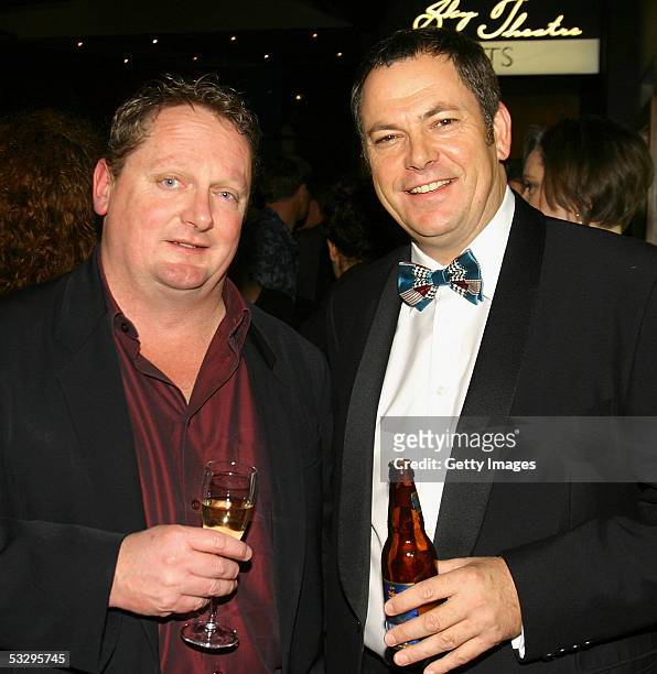 Script writer and nominee for best Script in Comedy for Serial Killers, James Griffin with New Zealand Actor Peter Elliott enjoy a pre-show drink at...