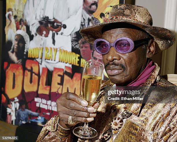 Actor Rudy Ray Moore, creator and star of the classic "Dolemite" films, poses at the Video Software Dealers Association's annual home video...